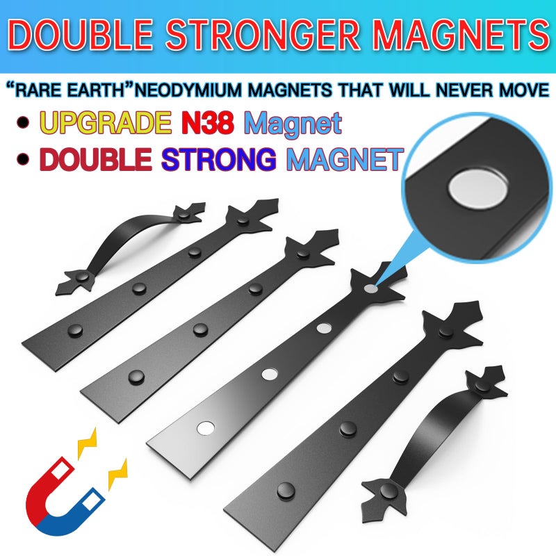 RHULKRUI Strong Magnetic Garage Door Decorative Hardware Garage Door Magnetic Hardware with 4 Strong Magnets Garage Door Decorative Hardware 4 Hinges+2 Handles Second Upgrade N38 Magnet?Double Strong Magnetic? - Image 3